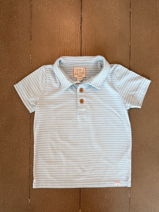 Other - Me & Henry London Boys’ Preppy Short-Sleeve Blue Striped Polo Shirt • Size 2/3Y